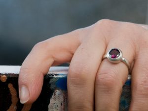 8mm bezel set ring on hand