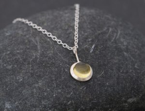 Simple cabochon lemon quartz Lollipop Pendant in Sterling Silver by William White