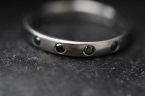 black diamond eternity band in platinum