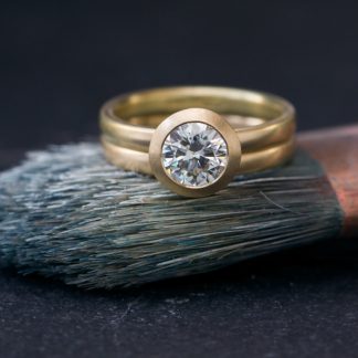 0.75 Carat Lab Diamond Engagement Ring and Wedding Band in 18K Gold