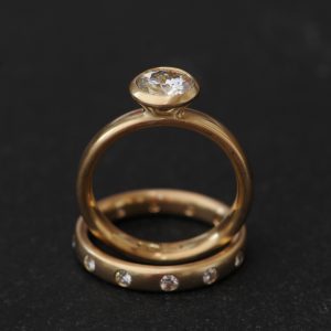 Moissanite wedding set with eternity band 3