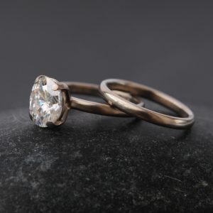 moissanite oval wedding set in 18K white gold 2