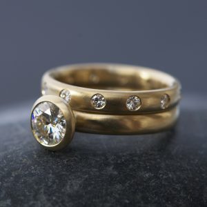 moissanite wedding set with eternity band 1