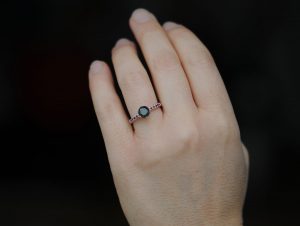 black diamond crown ring with little rubies