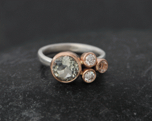 green-amethyst-2-diamonds-and-morganite-cluster-in-9K-rose-gold-silver-band