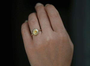 Yellow-sapphire-and-white-diamond-button-ring