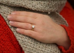 1.25ct moissanite halo ring in 18K y gold