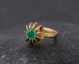 Emerald Sea Urchin Ring in 18K gold