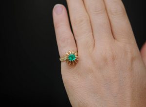 Emerald Sea Urchin Ring in 18K gold