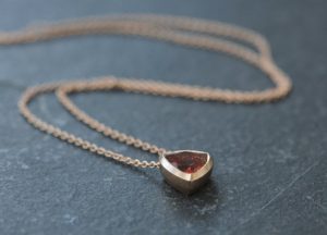 Oregon sunstone trillion necklace in 18K yellow gold