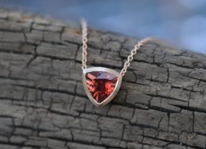 Oregon sunstone trillion necklace in 18K yellow gold