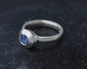 blue sapphire medieval ring in silver