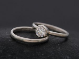 0.5 carat diamond 5mm platinum wedding set