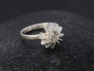 green amethyst sea urchin ring silver