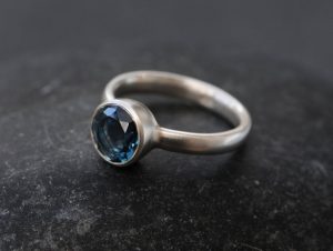 London blue topaz 8mm bezel ring silver
