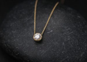 Moissanite 1 ct cup necklace in 18K yellow gold