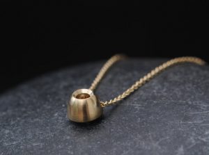 Moissanite 1 ct cup necklace in 18K yellow gold