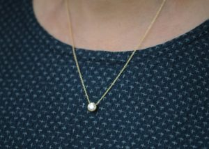 Moissanite 1 ct cup necklace in 18K yellow gold