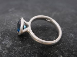 london blue topaz 8mm halo ring silver