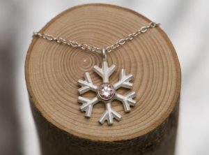 morganite snowflake necklace silver