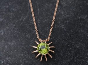 peridot sea urchin necklace 18K rose gold