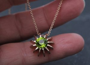 peridot sea urchin necklace 18K rose gold