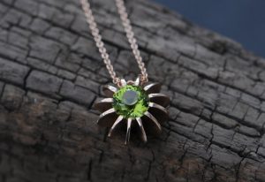 peridot sea urchin necklace 18K rose gold