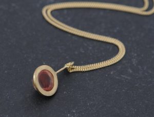 sunstone cab 8mm lollipop necklace 18K gold