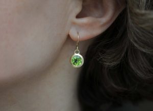 peridot drop earrings in 18K yellow gold