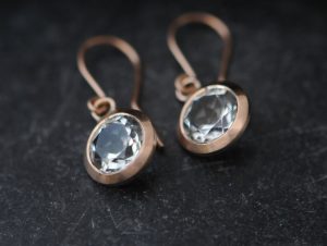 white topaz rose gold earrings