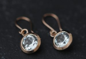white topaz rose gold earrings