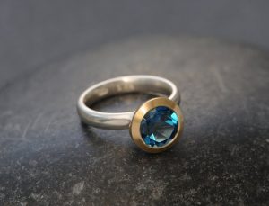 LBT halo ring in 18K YG and silver