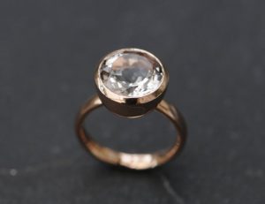 white topaz 12mm cup ring 18K rose gold