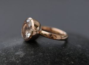white topaz 12mm cup ring 18K rose gold