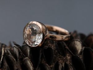 white topaz 12mm cup ring 18K rose gold