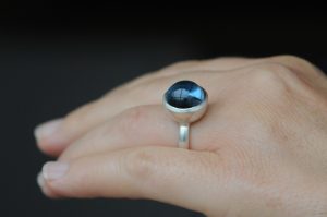 London blue topaz 12mm cab ring silve
