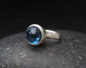 London blue topaz 12mm cab ring silver