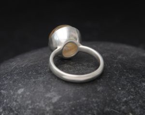 Tourmalated Quartz 12mm Cab Ring in Silver