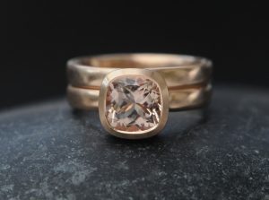 morganite 8mm wedding set in 18K rose gold