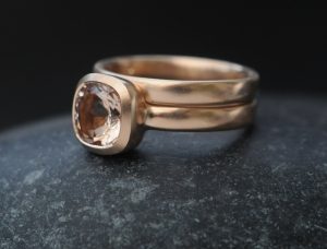 morganite 8mm wedding set in 18K rose gold