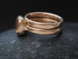 morganite 8mm wedding set in 18K rose gold