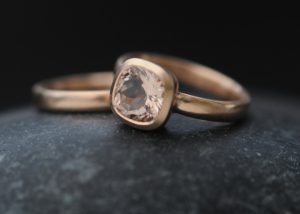morganite 8mm wedding set in 18K rose gold