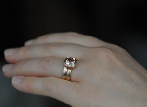 morganite 8mm wedding set in 18K rose gold