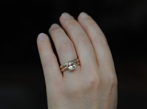 morganite 8mm wedding set in 18K rose gold