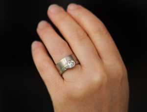 moissanite pear cut wedding set in mixed metal