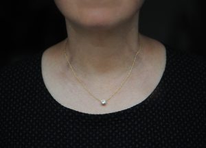 6mm diamond cup necklace in 18K yellow gold