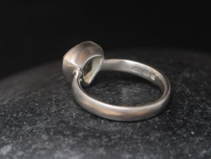 green amethyst 8mm trillion silver ring