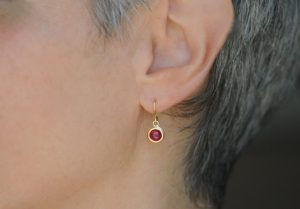 ruby cabs 6mm in 18K yellow gold drop earrings