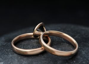 black diamond halo wedding set in 18K rose gold