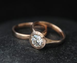 moissanite jamie wedding set in 18K rose gold